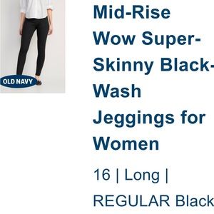 NWT old navy womens black jeggings 16 long
